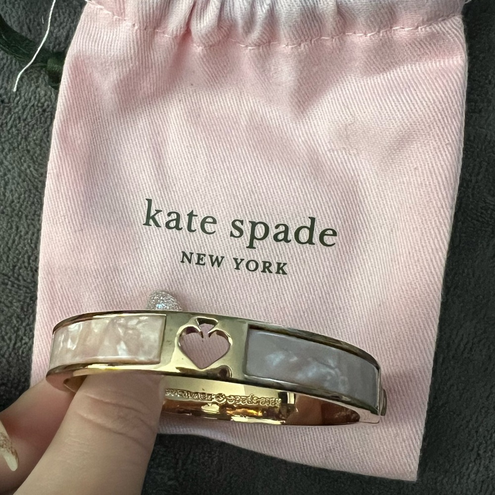 Kate Spade New York 'Hole Punch Spade Hinge Bangle' Pearl Bracelet